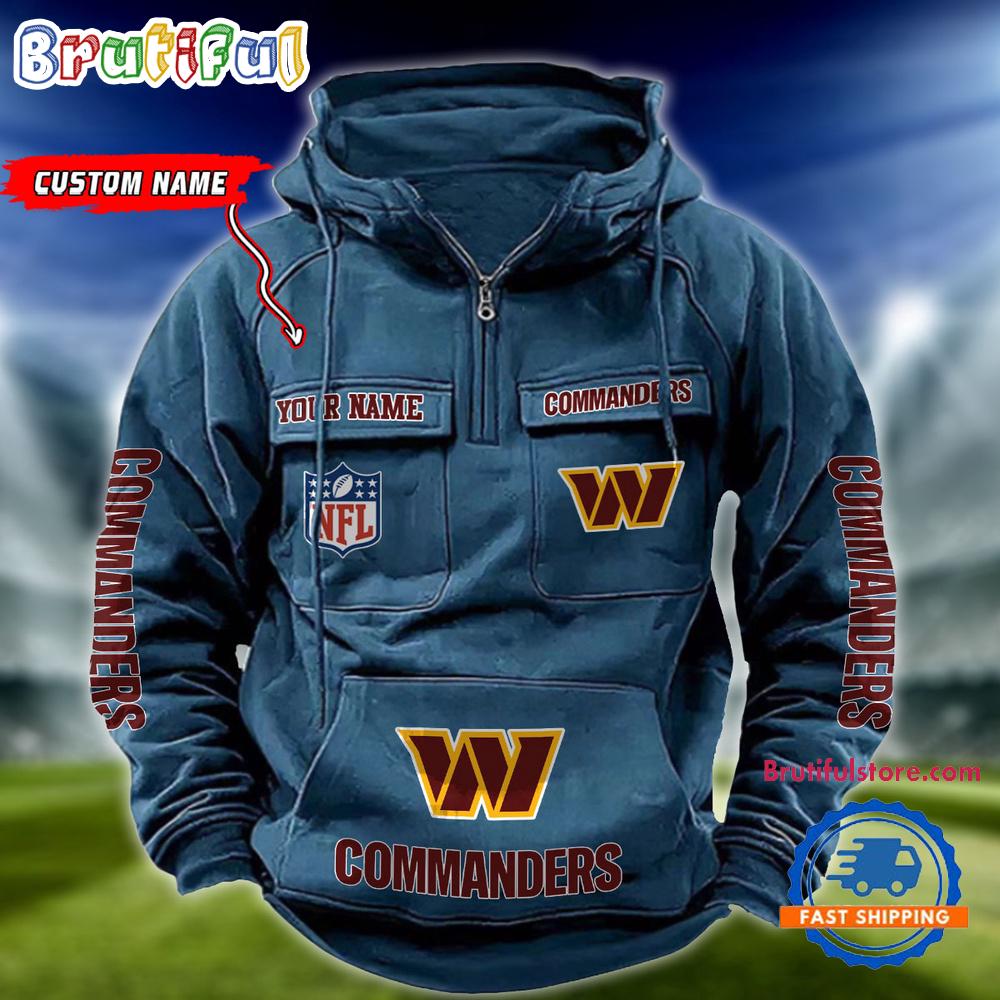 NFL Washington Commanders Football Team Custom Name Cargo Hoodie