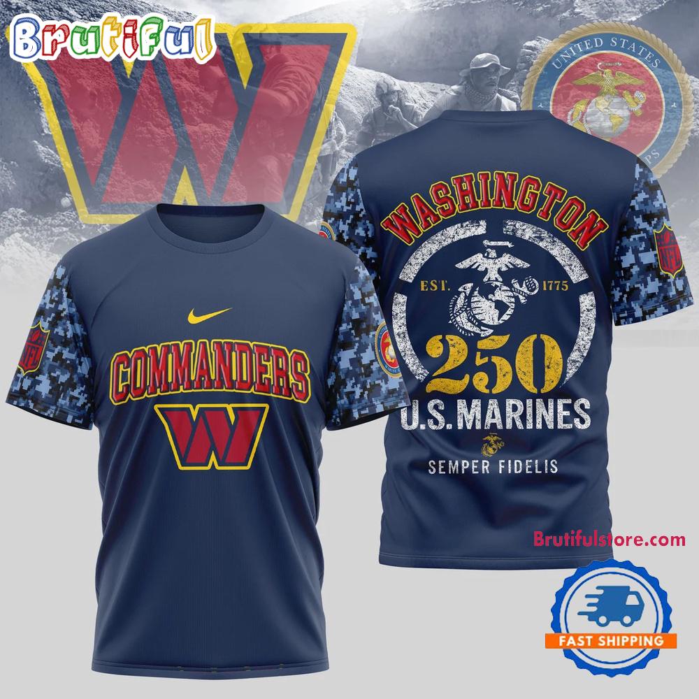 NFL Washington Commanders US Marines 250 Years Est.1775 Unisex 3D T Shirt