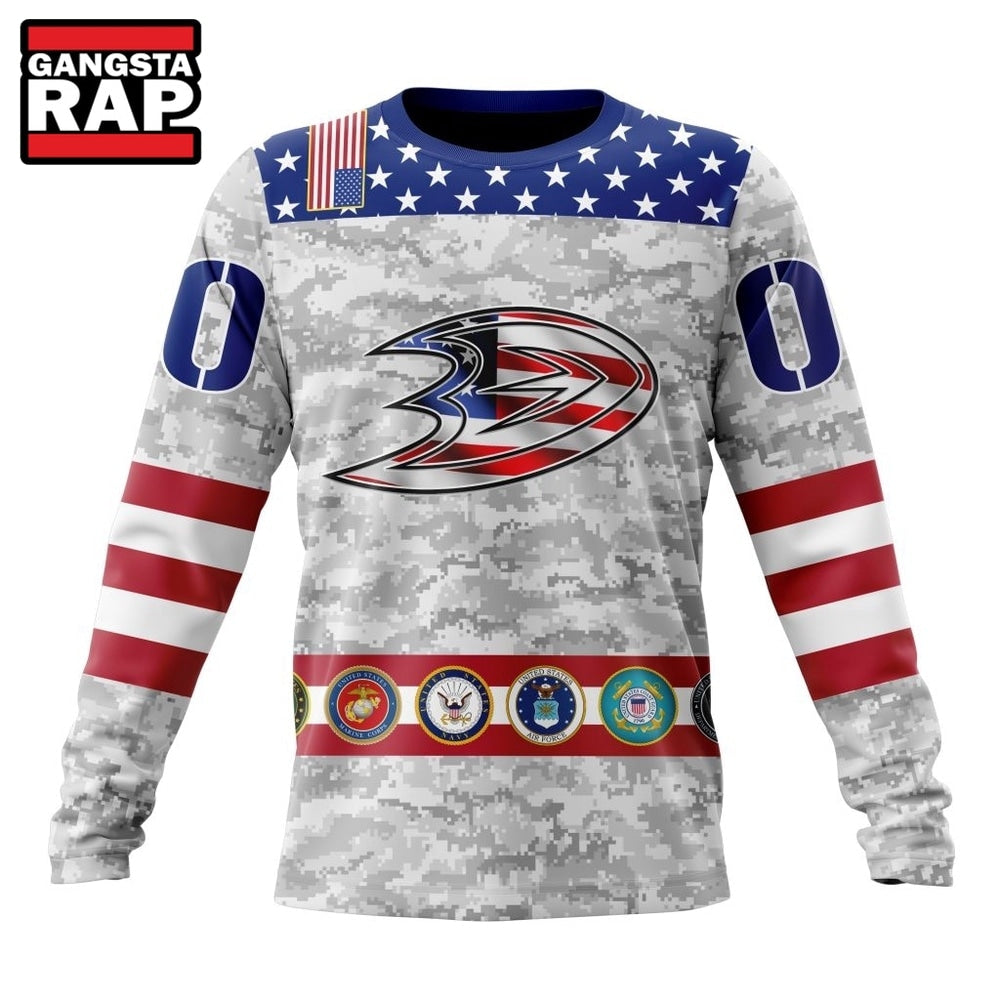 NHL Anaheim Ducks Armed Forces Appreciation Design Hoodie, T Shirt
