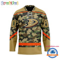 NHL Anaheim Ducks Camo Veterans Custom Hockey Jersey