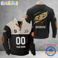 NHL Anaheim Ducks Hockey Team Custom Name And Number Buttoned Collar Sweatshirt