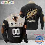 NHL Anaheim Ducks Hockey Team Custom Name And Number Buttoned Collar Sweatshirt