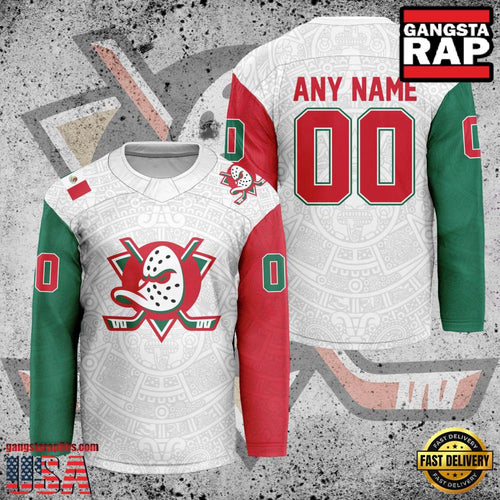 NHL Custom Name Number Anaheim Ducks Mexican Heritage New Design Hockey Jersey