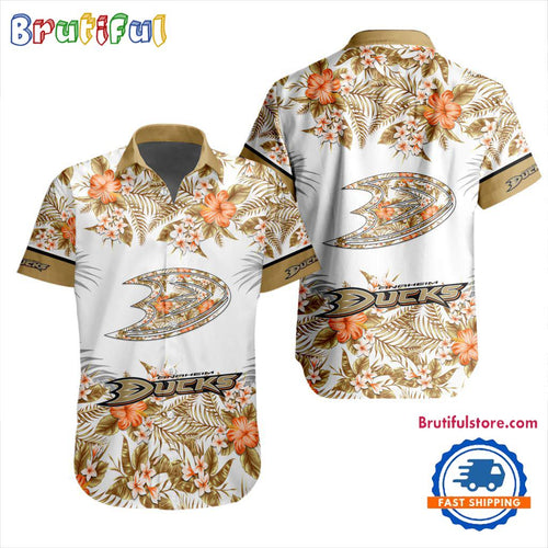 NHL Anaheim Ducks Special Flower Tropical Design Hawaiian Button Shirt