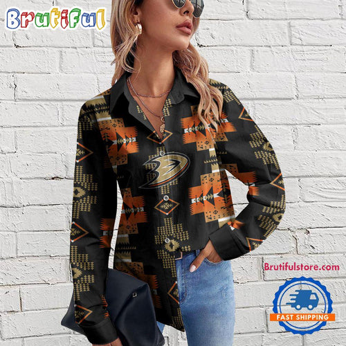 NHL Anaheim Ducks Special Native American Women’s Casual Shirt, Hockey Women’s Casual Shirt
