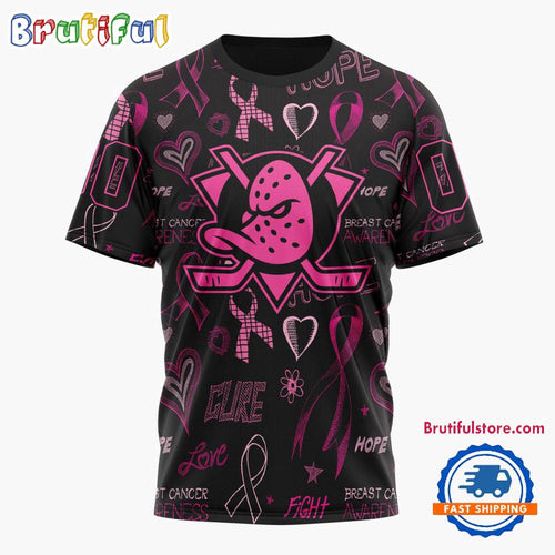 NHL Anaheim Ducks Special Pink Breast Cancer Awareness New Design T Shirt