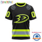 NHL Anaheim Ducks Specialized FireFighter Uniforms Color Design T Shirt