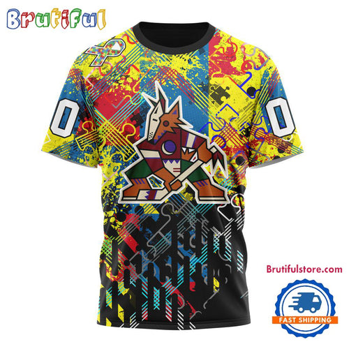 NHL Arizona Coyotes Hockey Logo Team Autism Awareness Design TShirt, Sweatshirt, Hoodie