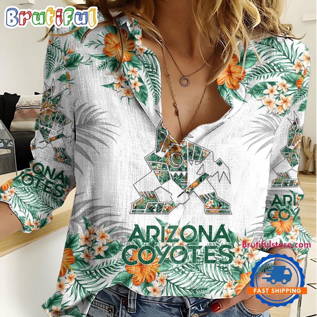 NHL Arizona Coyotes Hockey Team Hawaiian Design Women’s Casual Shirt