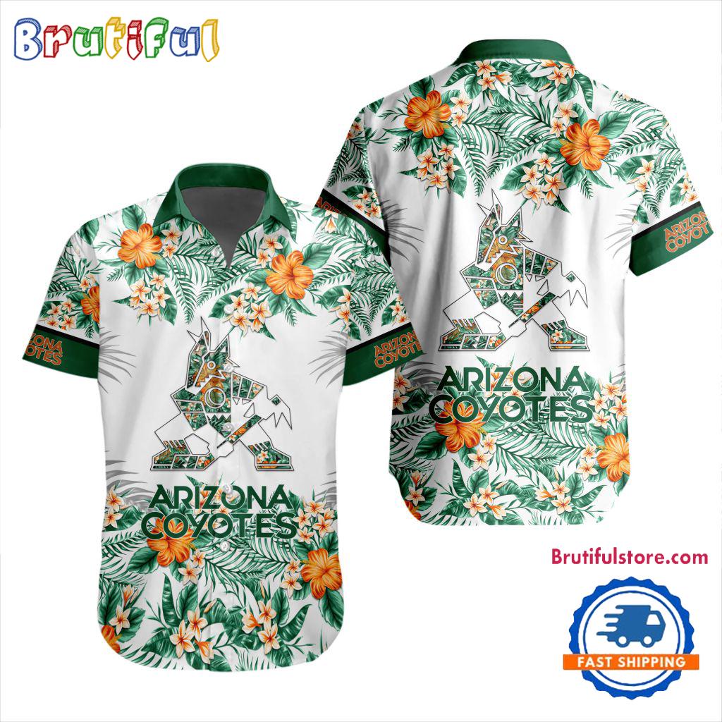 NHL Arizona Coyotes Special Flower Tropical Design Hawaiian Button Shirt