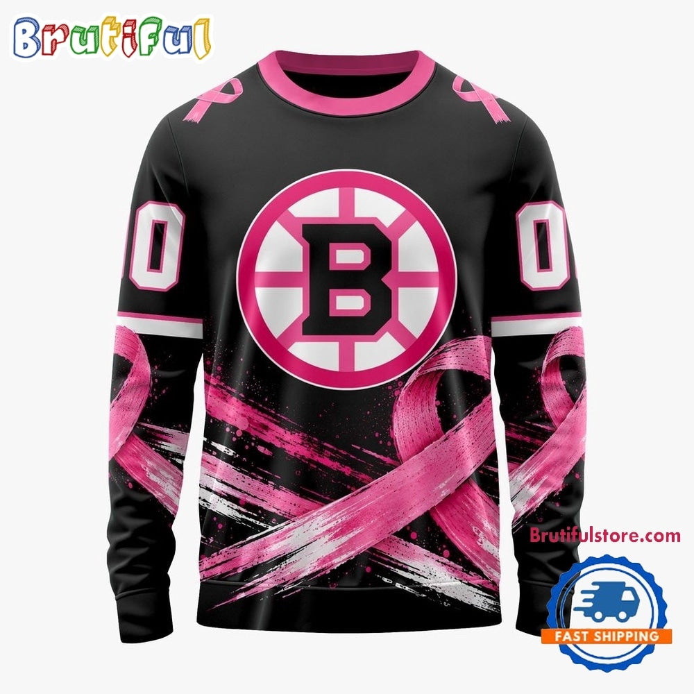 NHL Boston Bruins 2026 Hockey Pink Fights Breast Cancer Design Hoodie, TShirt, Sweatshirt