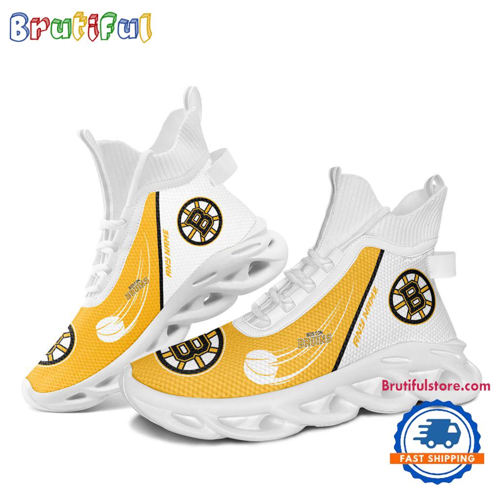 NHL Boston Bruins Custom Name High Top Max Soul Shoes, Hockey Team Design Shoes Sneaker
