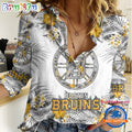 NHL Boston Bruins Hockey Team Hawaiian Design Women’s Casual Shirt