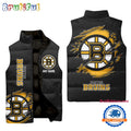 NHL Boston Bruins Personalized Hockey Logo Team Sleeveless Puffer Jacket