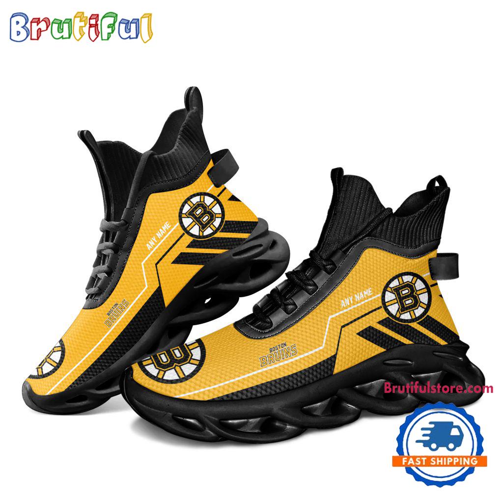 NHL Boston Bruins Personalized Name Hockey Team Design High Top Max Soul Shoes
