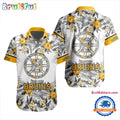 NHL Boston Bruins Special Flower Tropical Design Hawaiian Button Shirt