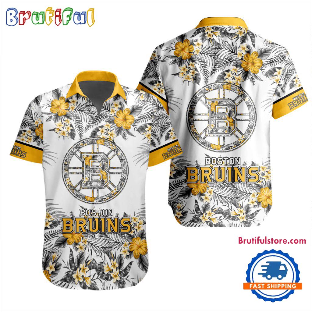NHL Boston Bruins Special Flower Tropical Design Hawaiian Button Shirt