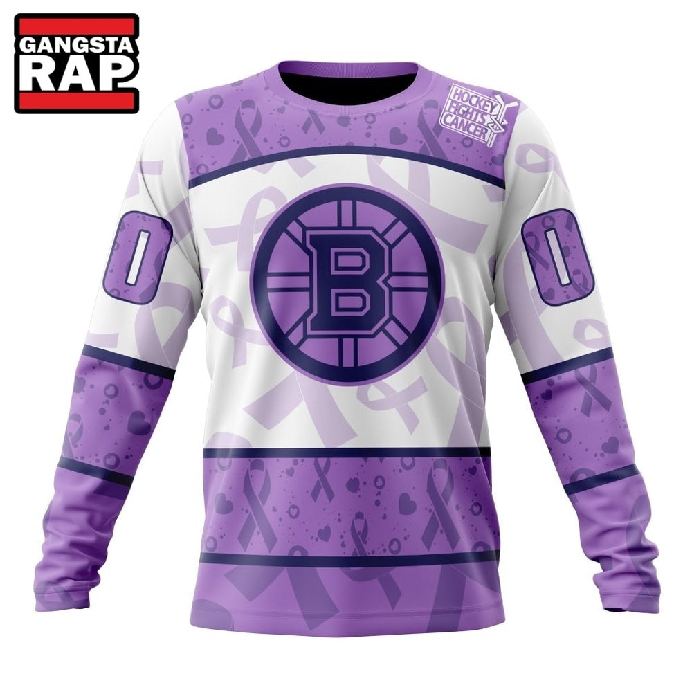 NHL Boston Bruins Special Lavender Fight Cancer Hoodie, T Shirt