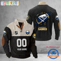 NHL Buffalo Sabres Hockey Team Custom Name And Number Buttoned Collar Sweatshirt