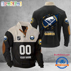 NHL Buffalo Sabres Hockey Team Custom Name And Number Buttoned Collar Sweatshirt
