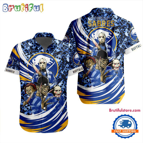 NHL Buffalo Sabres Special Movies Character Halloween Design Hawaiian Button Shirt