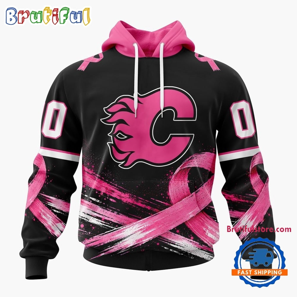 NHL Calgary Flames 2026 Hockey Pink Fights Breast Cancer Design Hoodie, TShirt, Sweatshirt