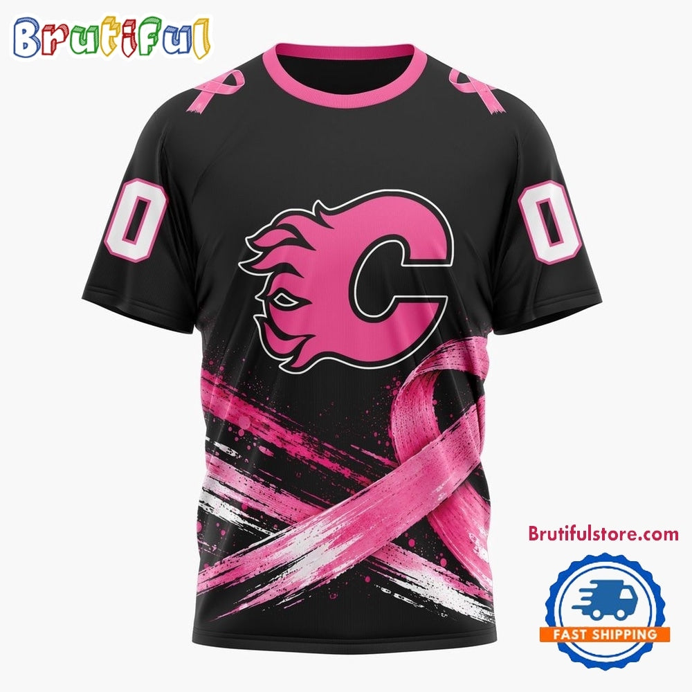 NHL Calgary Flames 2026 Hockey Pink Fights Breast Cancer Design Hoodie, TShirt, Sweatshirt