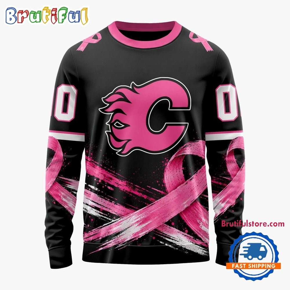 NHL Calgary Flames 2026 Hockey Pink Fights Breast Cancer Design Hoodie, TShirt, Sweatshirt