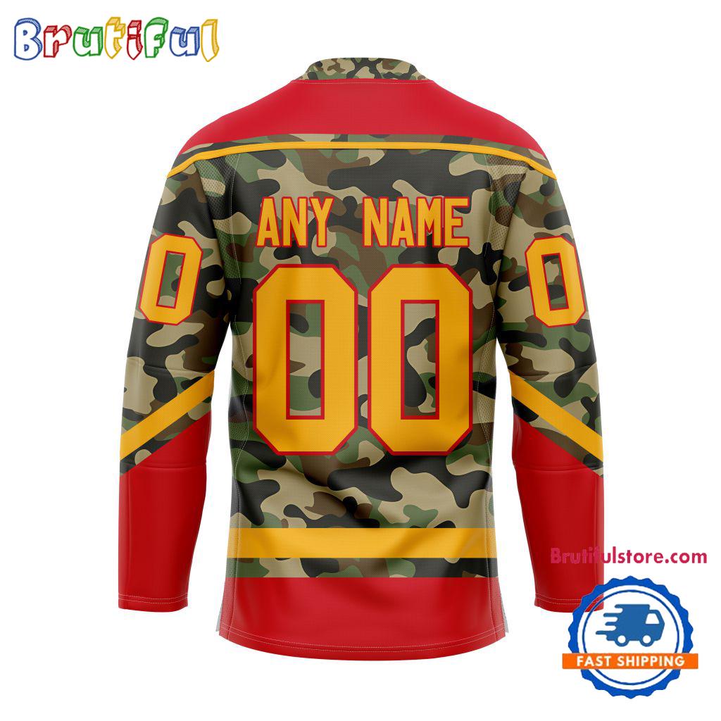 NHL Calgary Flames Camo Veterans Custom Hockey Jersey
