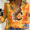 NHL Calgary Flames Hockey Team Orange Design Women’s Casual Shirt