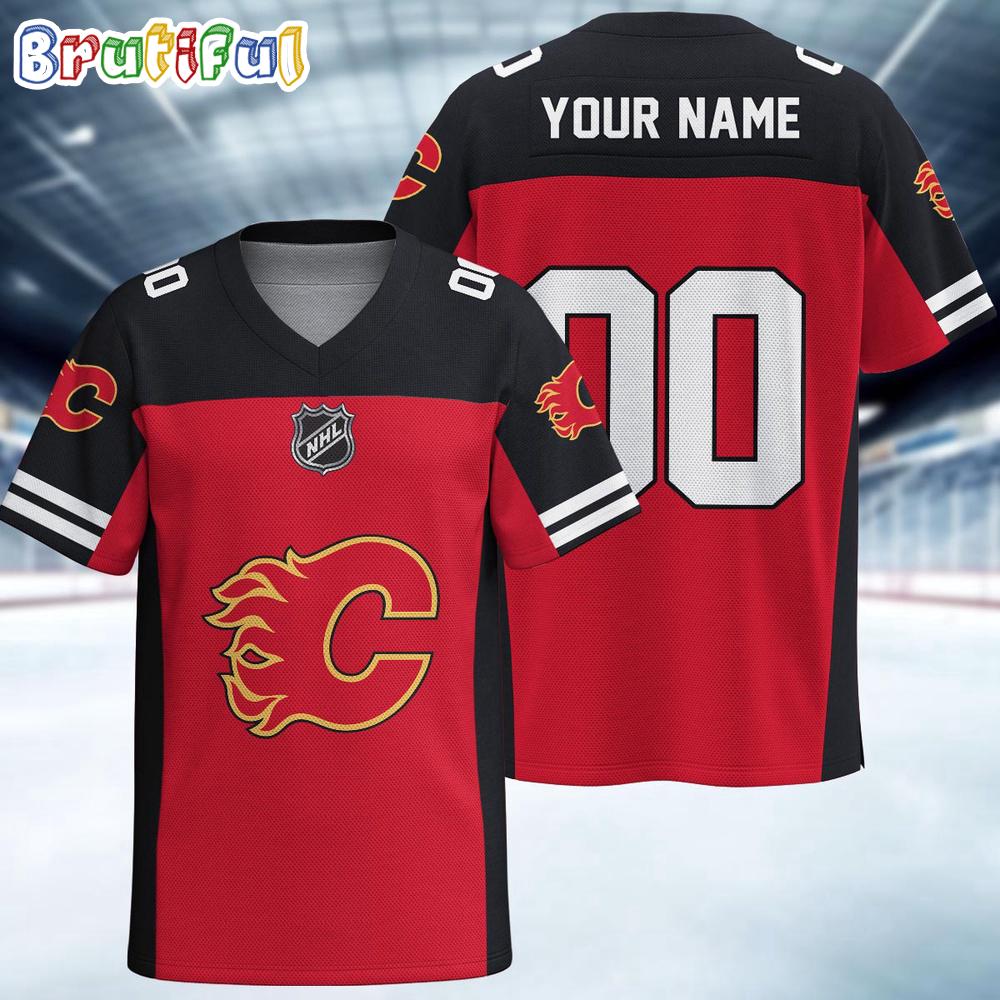 NHL Calgary Flames Hockey Team Personalized Football Jersey
