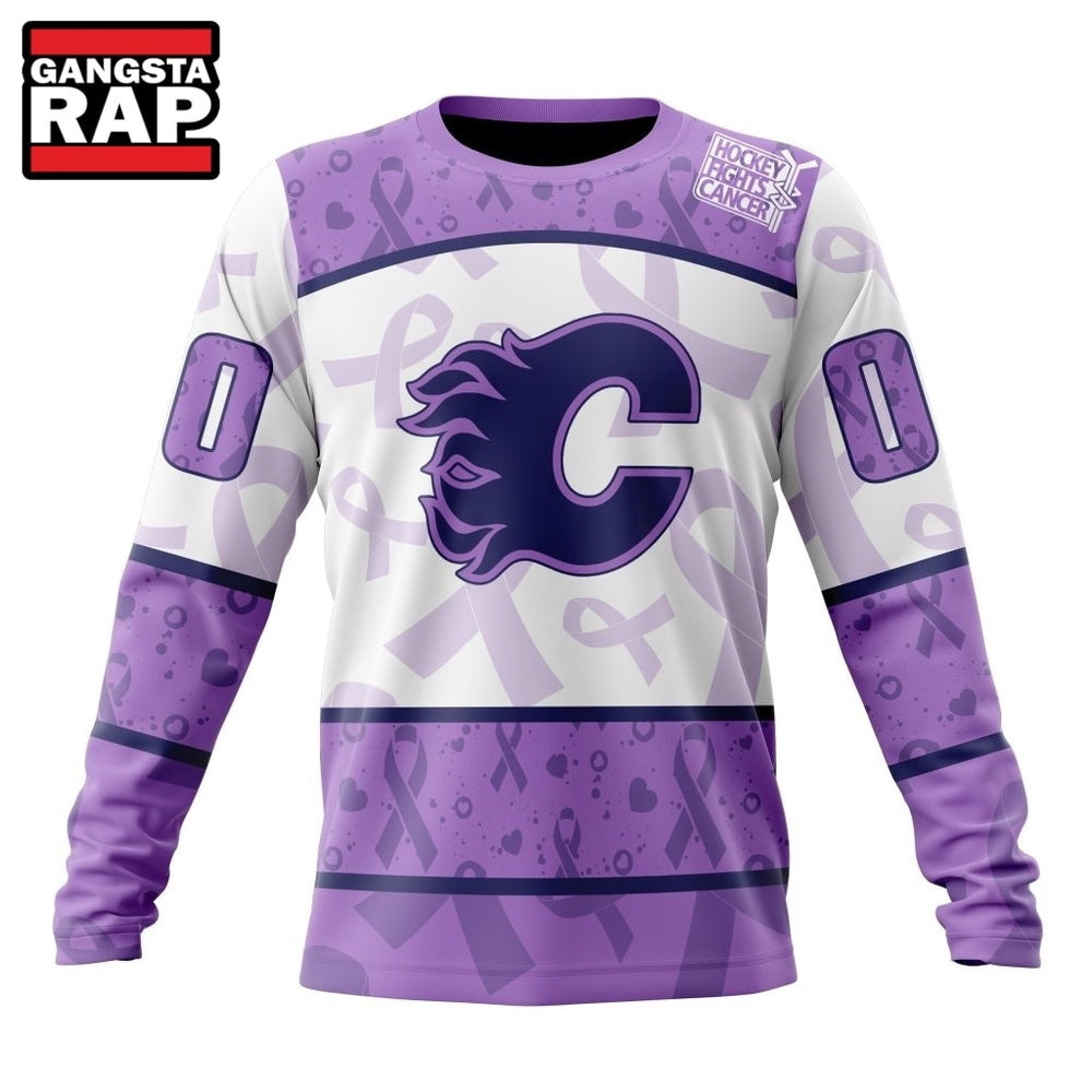NHL Calgary Flames Special Lavender Fight Cancer Hoodie, T Shirt