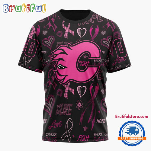 NHL Calgary Flames Special Pink Breast Cancer Awareness New Design T Shirt
