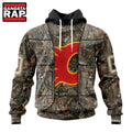 NHL Calgary Flames Specialized Unisex Vest Kits With Realtree Camo Hoodie, T Shirt