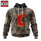 NHL Calgary Flames Specialized Unisex Vest Kits With Realtree Camo Hoodie, T Shirt