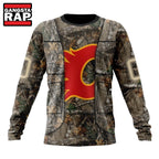 NHL Calgary Flames Specialized Unisex Vest Kits With Realtree Camo Hoodie, T Shirt