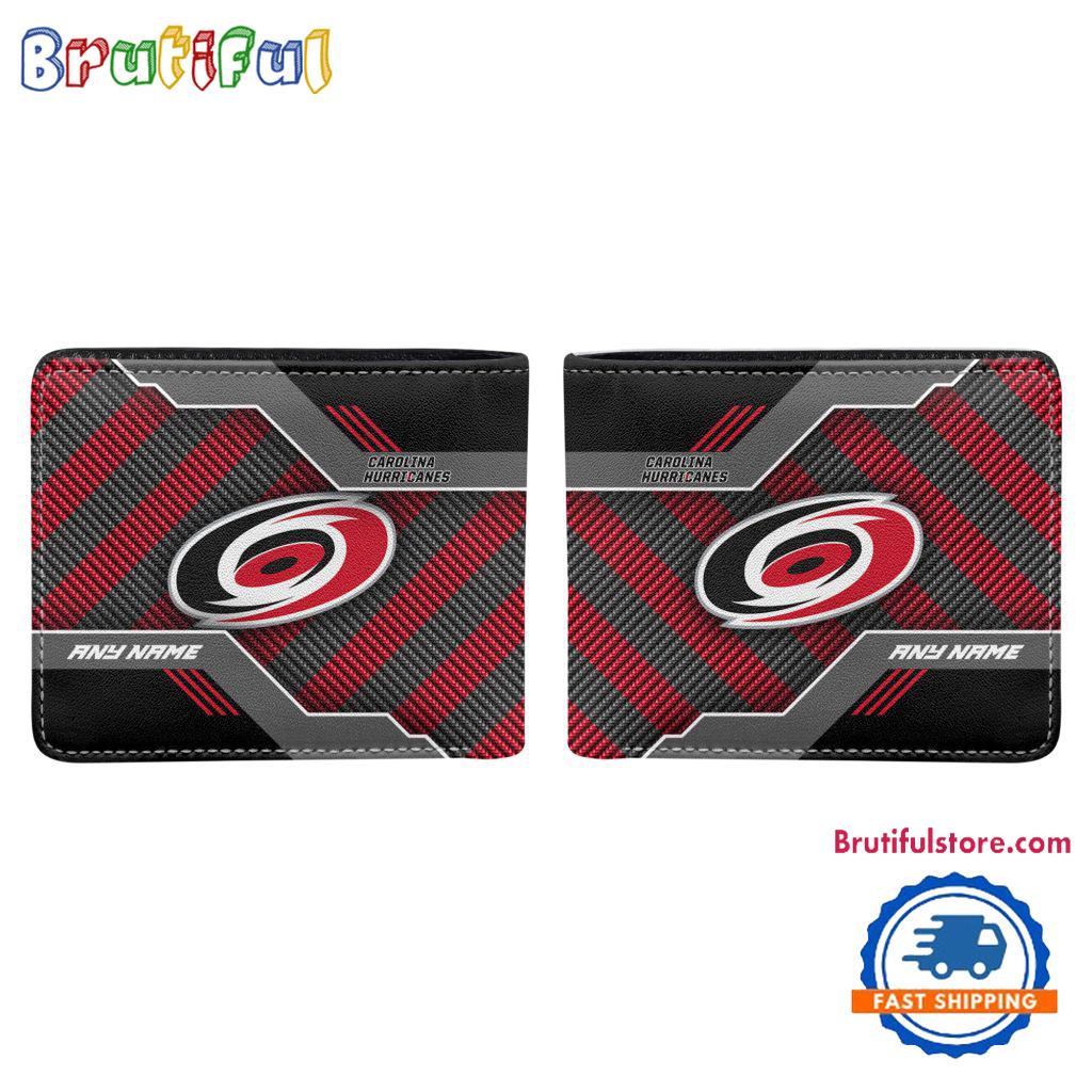 NHL Carolina Hurricanes Hockey Logo Team Personalized Name Black Men’s Wallet