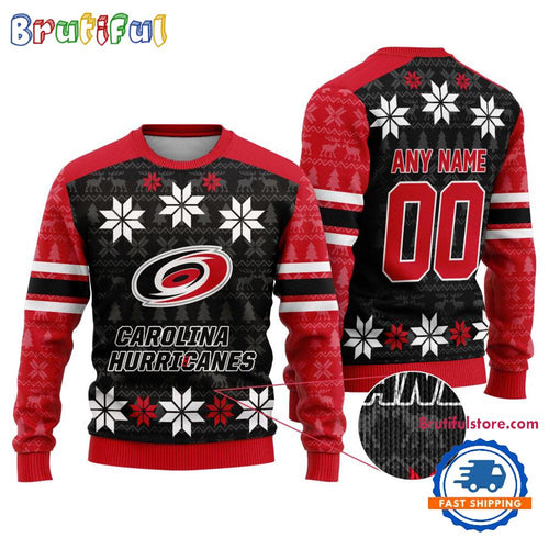 NHL Carolina Hurricanes Hockey Snow Christmas Ugly Sweater