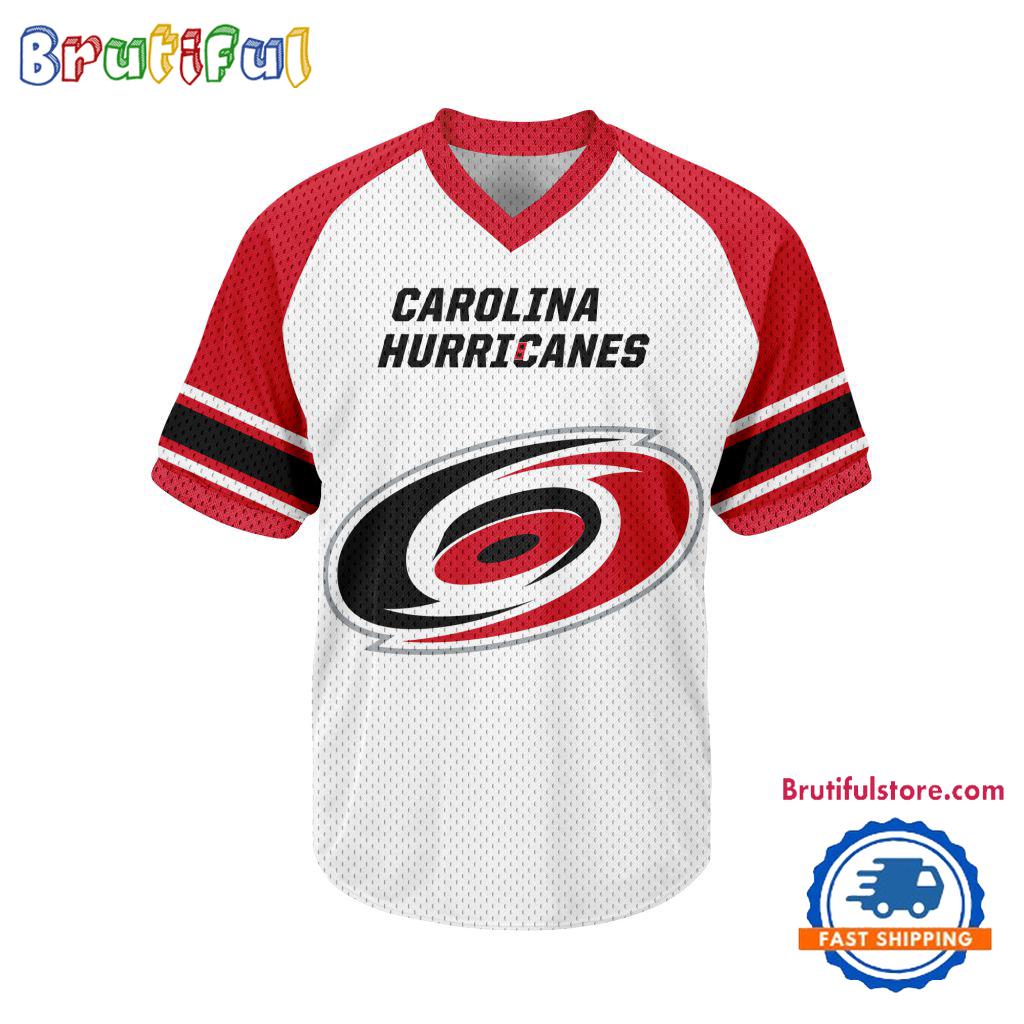 NHL Carolina Hurricanes Hockey Team Design V-neck Mesh Short Sleeve Jersey