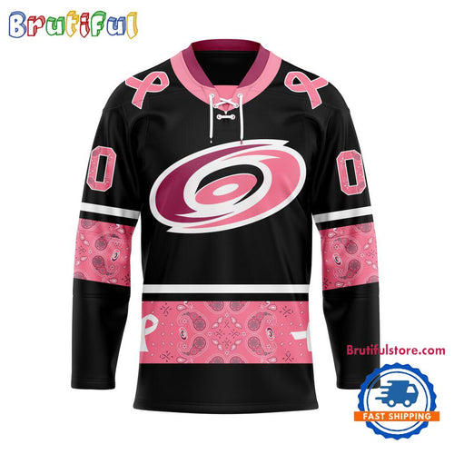 NHL Carolina Hurricanes In October We Wear Pink Breast Cancer Design Hockey Jersey