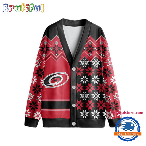 NHL Carolina Hurricanes Spcial Ugly Christmas Hockey Design Cardigan, Hockey Fans Cardigan Shirt
