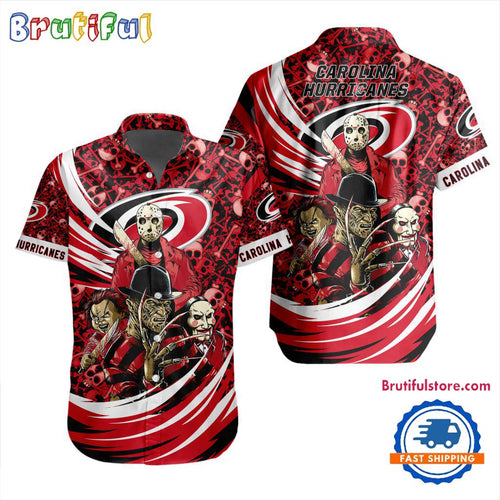 NHL Carolina Hurricanes Special Movies Character Halloween Design Hawaiian Button Shirt