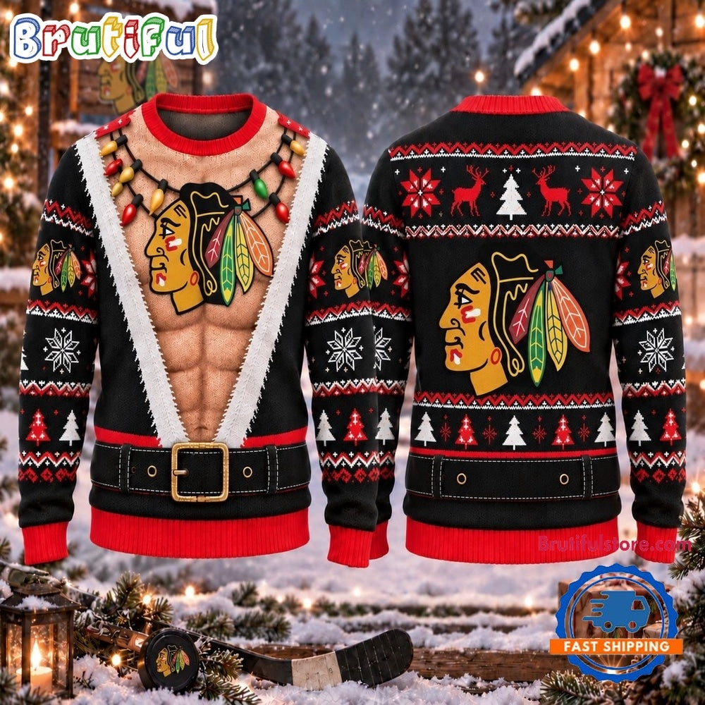 NHL Chicago Blackhawks Funny Body Christmas Ugly Sweater