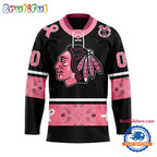 NHL Chicago BlackHawks In October We Wear Pink Breast Cancer Design Hockey Jersey