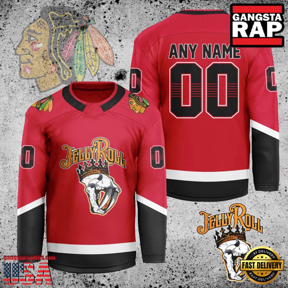 NHL Custom Name Number Chicago Blackhawks Jelly Roll New Design Hockey Jersey