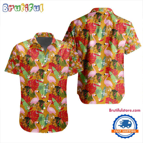 NHL Chicago Blackhawks Special Flamingo Hawaiian Design Button Shirt