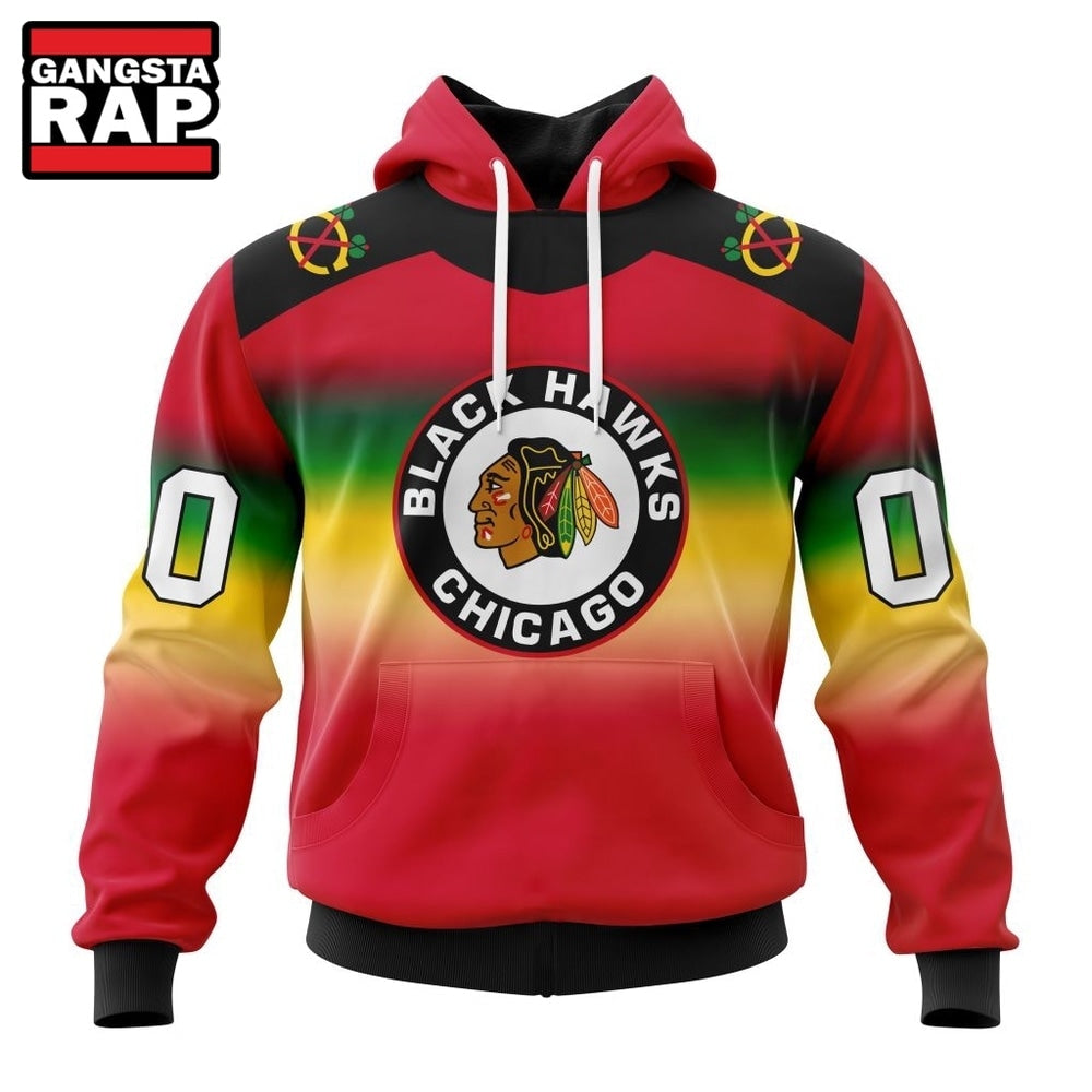 NHL Chicago Blackhawks Special Retro Gradient Design Hoodie, T Shirt