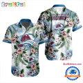 NHL Colorado Avalanche Hockey Tropical Flower Hawaiian Design Button Shirt