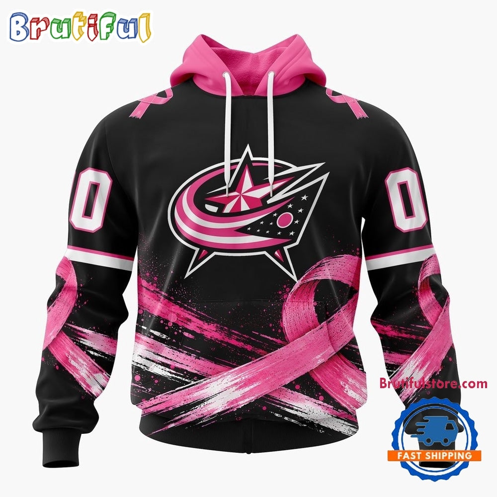 NHL Columbus Blue Jackets 2026 Hockey Pink Fights Breast Cancer Design Hoodie, TShirt, Sweatshirt