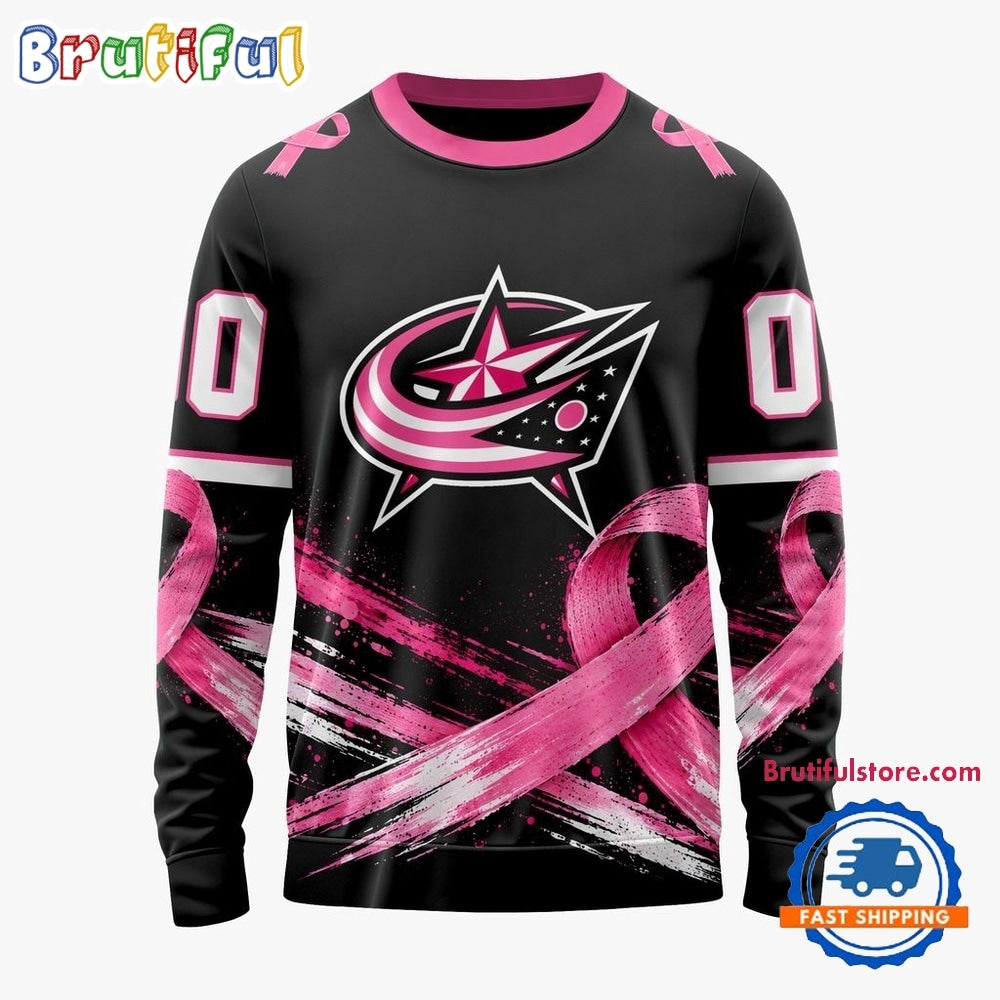 NHL Columbus Blue Jackets 2026 Hockey Pink Fights Breast Cancer Design Hoodie, TShirt, Sweatshirt